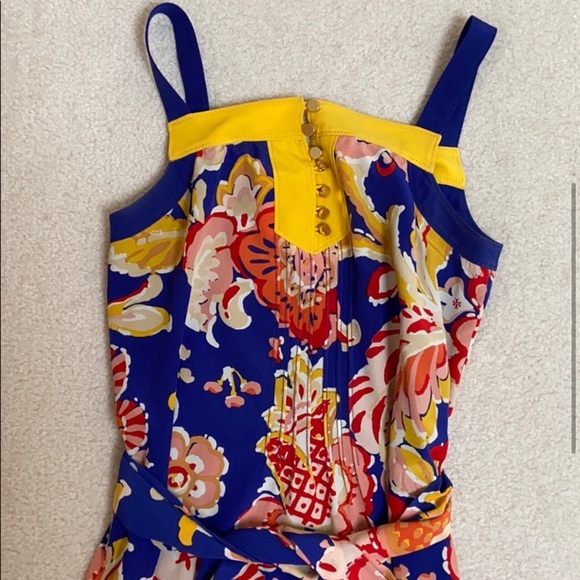 Tory Burch Maxi Floral Tie Waist Dress in Blue and Yellow, excellent condition - Picture 2 of 6